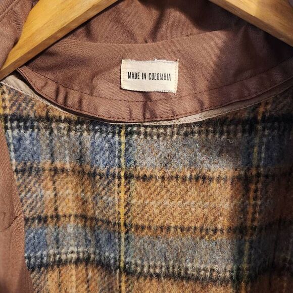 Vintage 1970's brown trench coat belted removable lining size 10 Petite - Picture 5 of 8